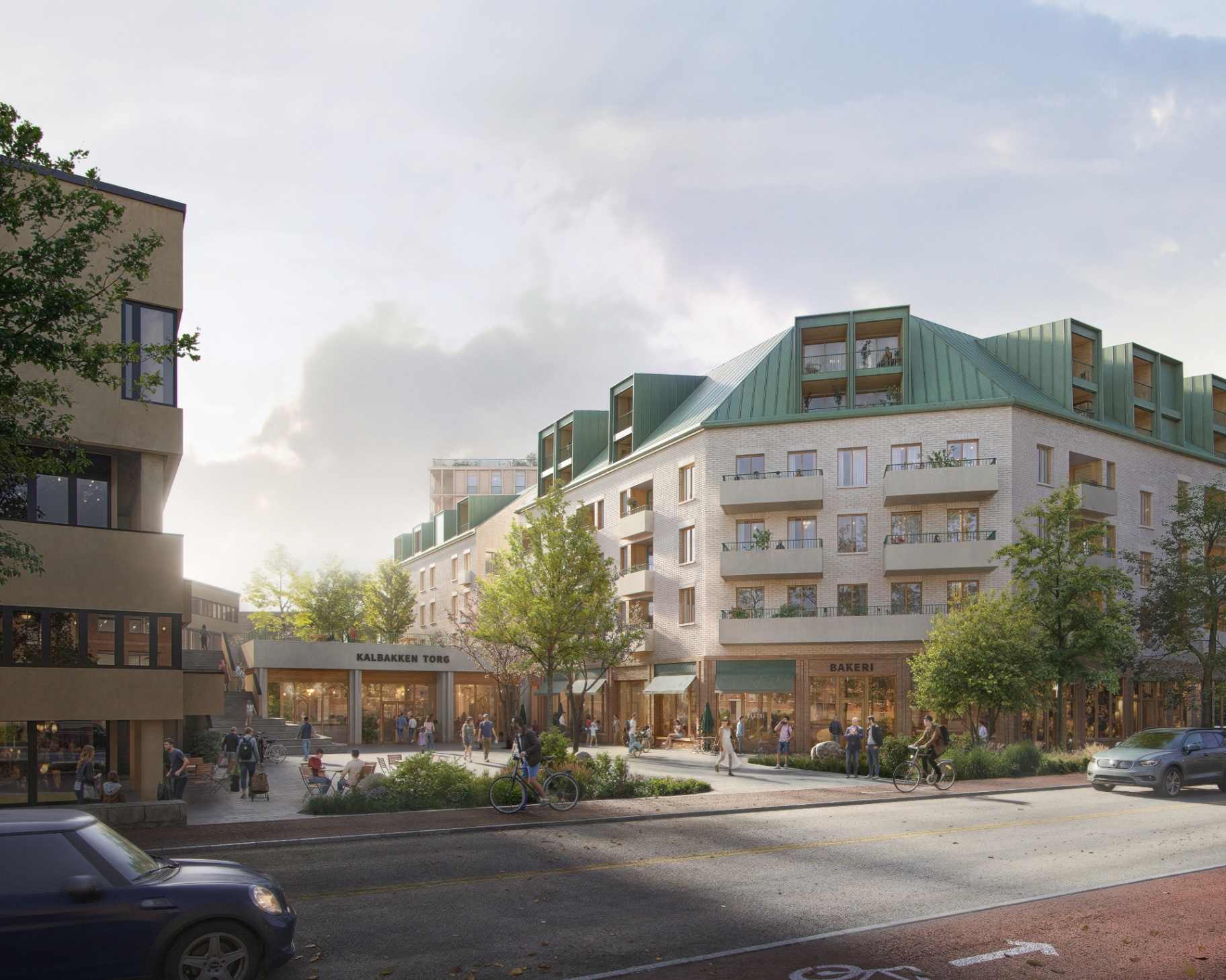 Kalbakken Torg — gateplan med butikker og torgliv